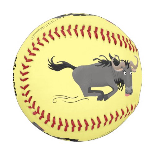 Funny wildebeest running cartoon illustration baseball