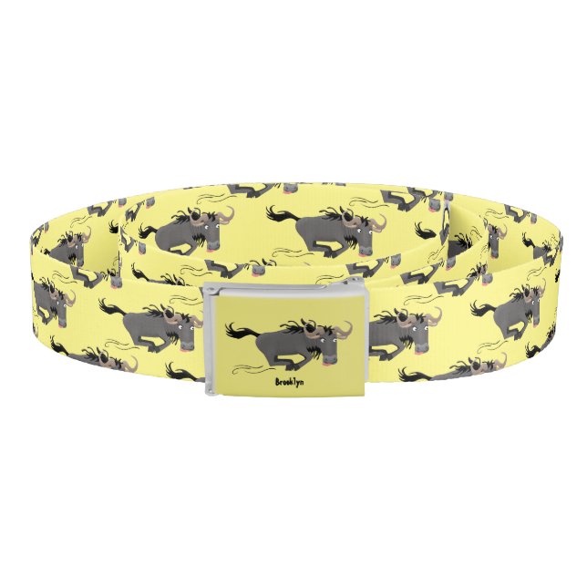 Funny wildebeest running cartoon illustration belt (Coil)