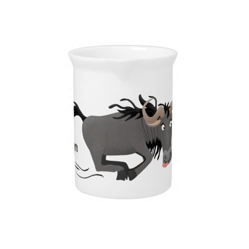 Funny wildebeest running cartoon illustration beverage pitcher