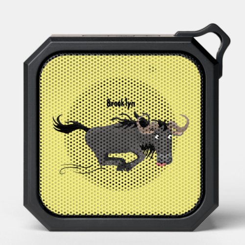 Funny wildebeest running cartoon illustration bluetooth speaker
