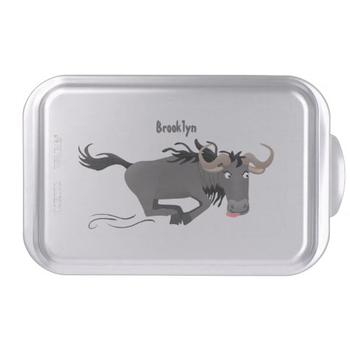 Funny wildebeest running cartoon illustration cake pan