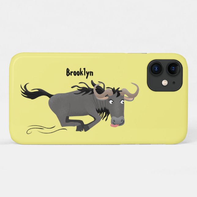 Funny wildebeest running cartoon illustration Case-Mate iPhone case (Back (Horizontal))