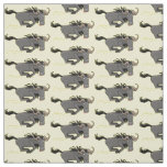 Funny wildebeest running cartoon illustration fabric