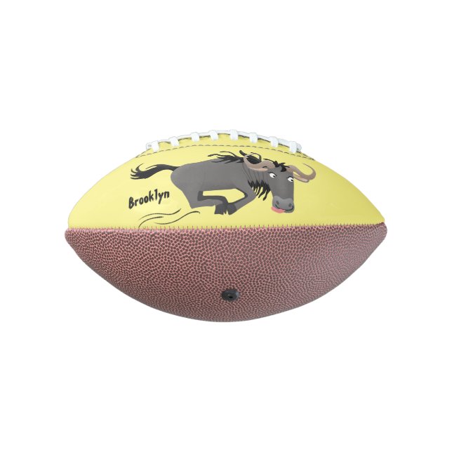 Funny wildebeest running cartoon illustration football (Rotated 270)