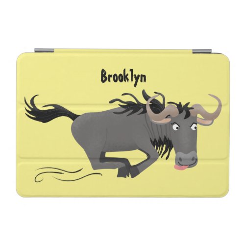 Funny wildebeest running cartoon illustration  iPad mini cover