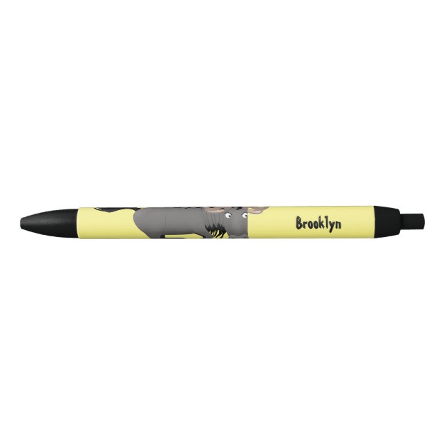Funny wildebeest running cartoon illustration pen (Front)