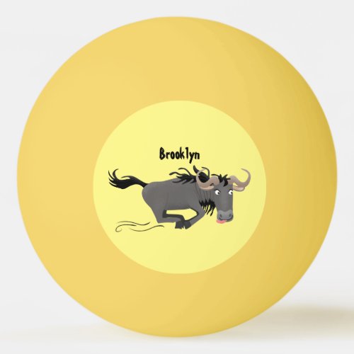 Funny wildebeest running cartoon illustration ping pong ball