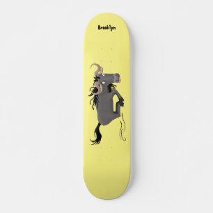 Funny wildebeest running cartoon illustration skateboard