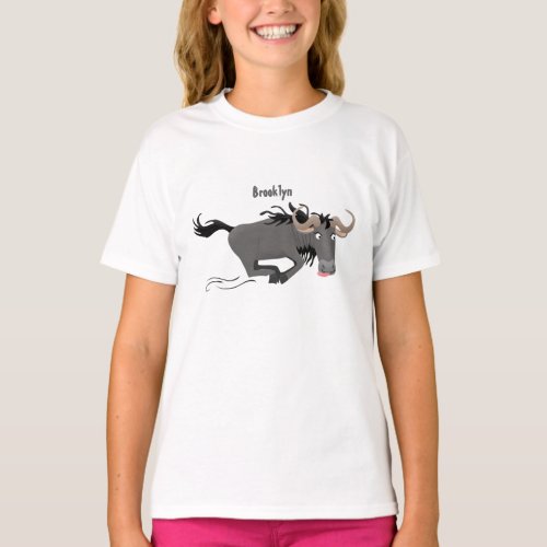 Funny wildebeest running cartoon illustration  T_Shirt