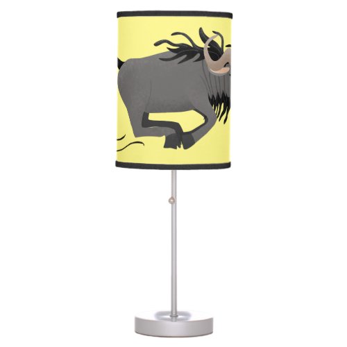 Funny wildebeest running cartoon illustration table lamp