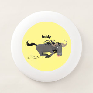 Funny wildebeest running cartoon illustration Wham-O frisbee