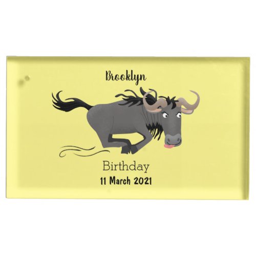 Funny wildebeest running cartoon place card holder