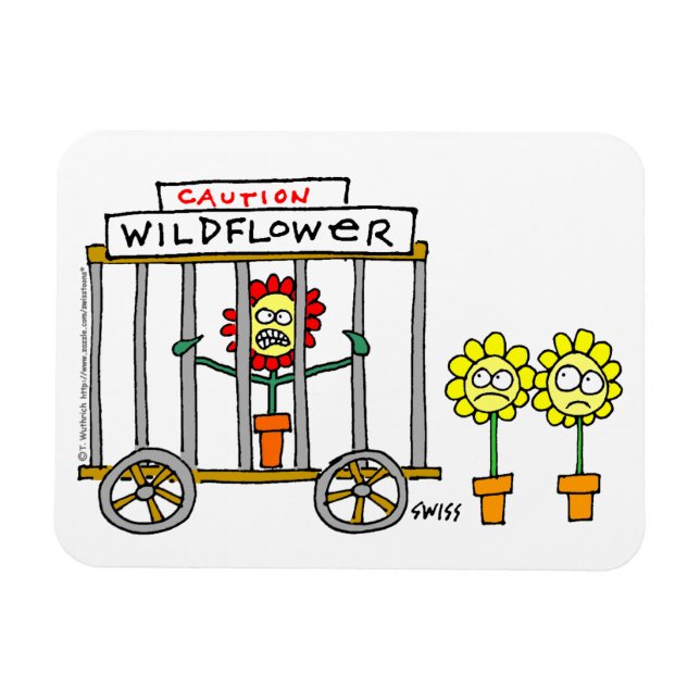 Funny Wildflowers Cartoon Crazy Wild Flower Magnet (Horizontal)