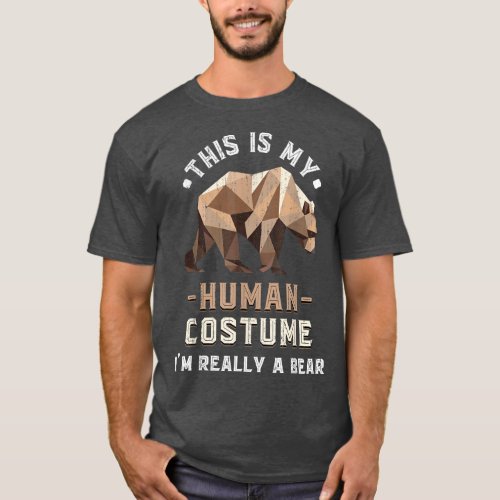 Funny Wildlife Animal Lover Human Costume Grizzly  T_Shirt