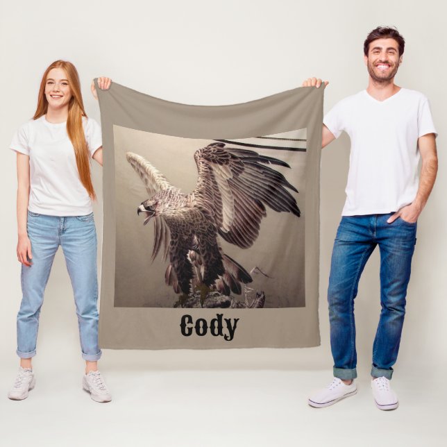 Funny Wildlife Bird Patriotic American Eagle Fleece Blanket (In Situ)