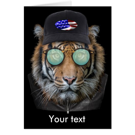 Funny wildlife dressed up Bengal Tiger Cards (Front)