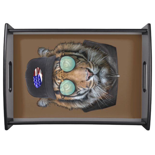 Funny wildlife dressed up Funny Bengal Tiger Serving Tray (Front)