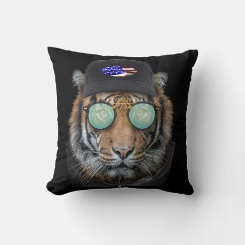 Funny wildlife dressed up Funny Bengal Tiger Throw Pillow