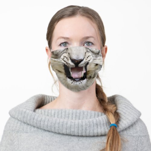 funny wildlife forest jungle animal snow leopard adult cloth face mask