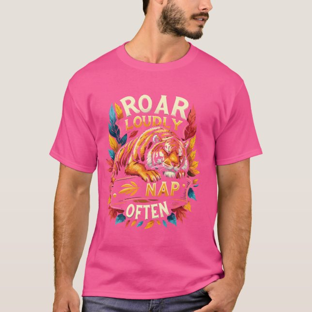 Funny Wildlife Sleeping Tiger Zoo Keeper T-Shirt (Front)