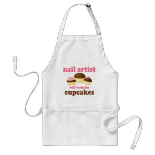 Funny Will Work for Cupcakes Nail Artist Adult Apron