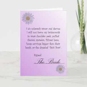 Funny Will You Be My Bridesmaid Contract Card
