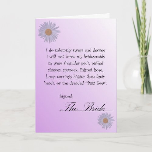 Funny Will You Be My Bridesmaid Contract Card