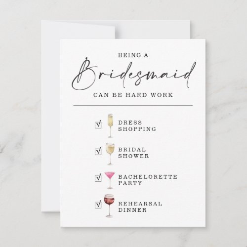 Funny Will You Be My Bridesmaid Proposal Card