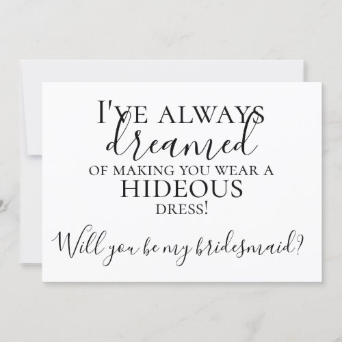 Funny Will You Be My Bridesmaid Proposal Invitation