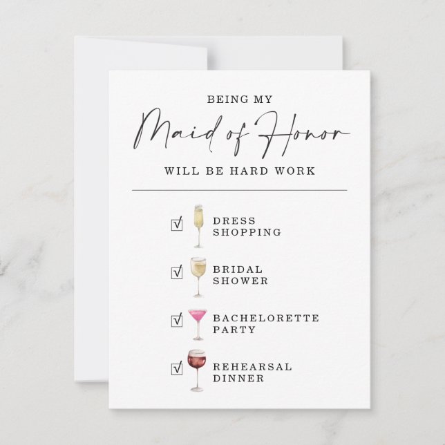 Funny Will You Be My Maid of Honor Proposal Card (Front)
