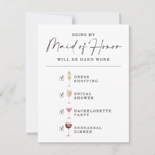 Funny Will You Be My Maid of Honor Proposal Card