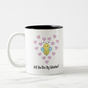 Funny Will You Bee My Valentine Two-Tone Coffee Mug