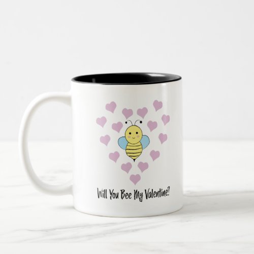 Funny Will You Bee My Valentine Two_Tone Coffee Mug