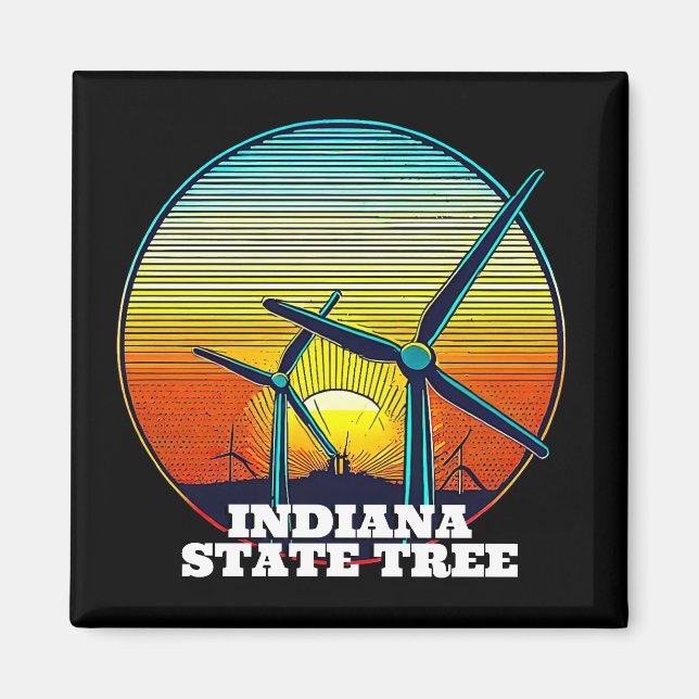 Funny Wind Turbines State Tree Magnet (Front)