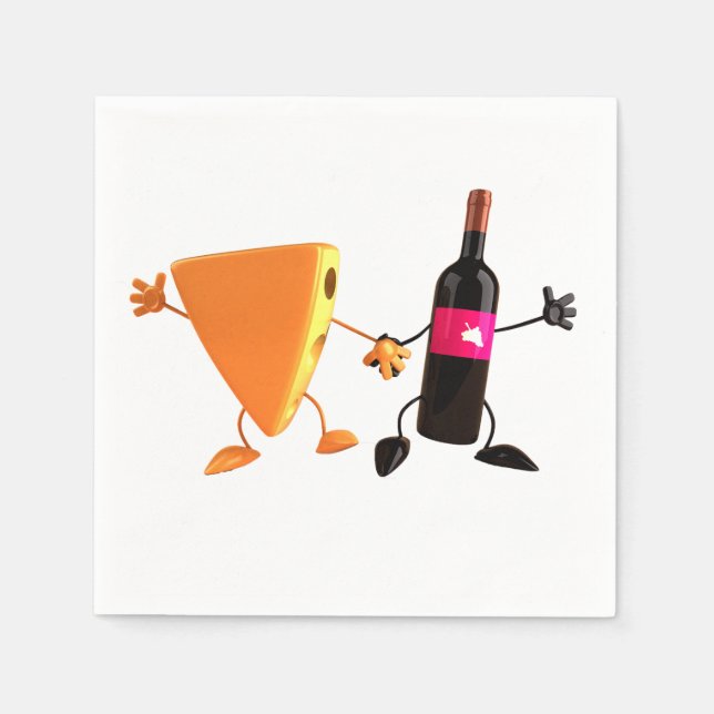Funny Wine and Cheese Party Napkins (Front)