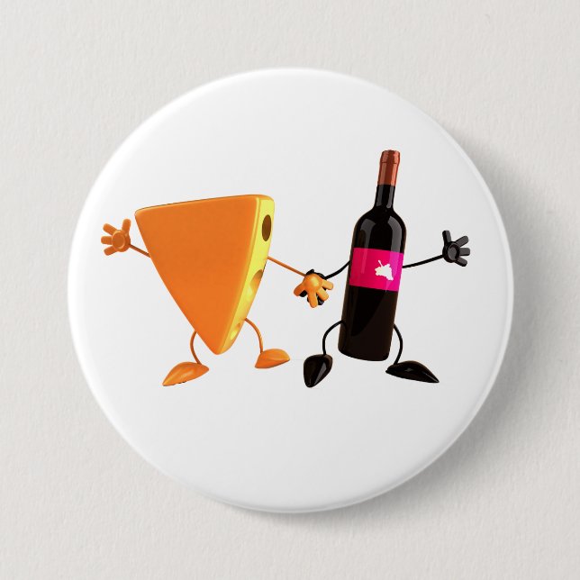 Funny Wine and Cheese Party Pinback Button (Front)