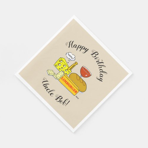 Funny Wine and Cheese Tasting Birthday Party Napkins