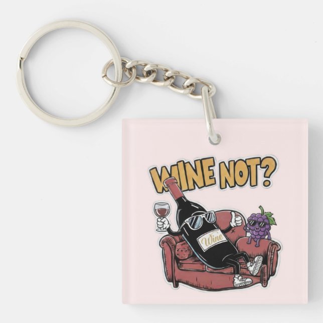 Funny Wine and Grapes Keychain (Front)