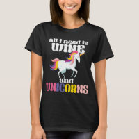 Funny Wine And Unicorn Lover T-shirt Drinking Gift
