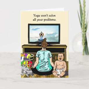 Funny Wine and Yoga Humor Friendship Card