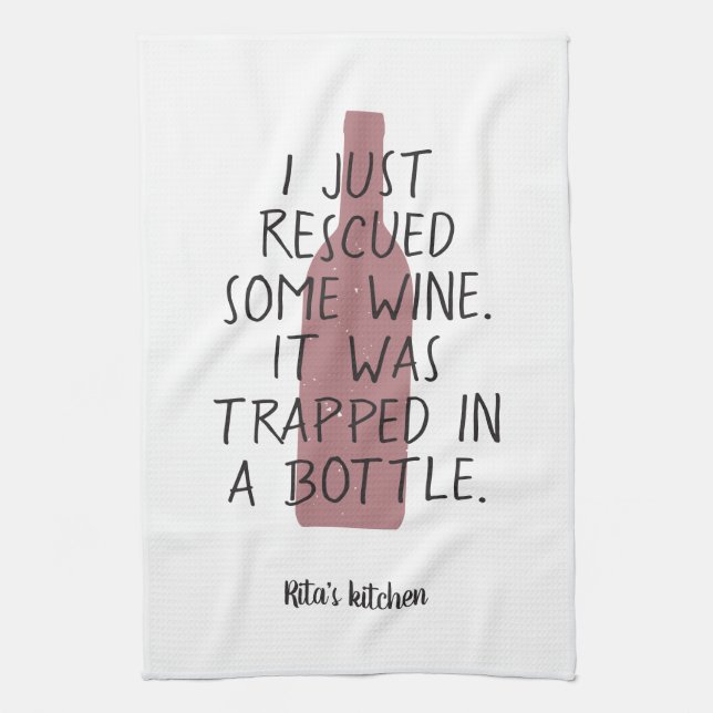 Funny Wine Bottle Saying Name Red Black Nice Kitchen Towel (Vertical)