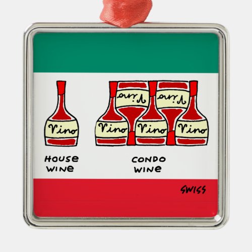 Funny Wine Cartoon Oenophile Oenophiles Christmas Metal Ornament