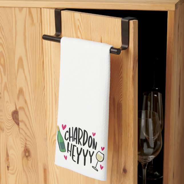 Funny Wine Chardonnay Heyyy Kitchen Towel (Thirds Fold)