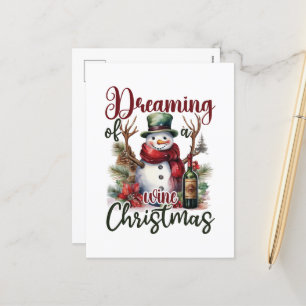 Funny Wine Christmas word art bar  Holiday Postcard