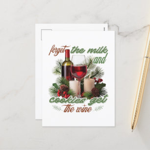 Funny Wine Christmas word art bar Holiday Postcard