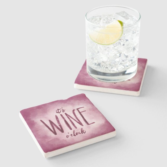 Funny wine coaster red wine lover gift wine oclock (Side)