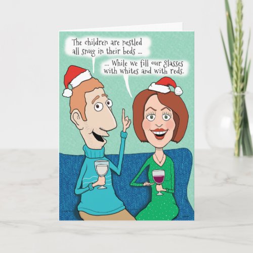 Funny Wine Drinkers Christmas Card