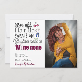 Funny Wine Drinkers Wine Gone Christmas Photo Holiday Card