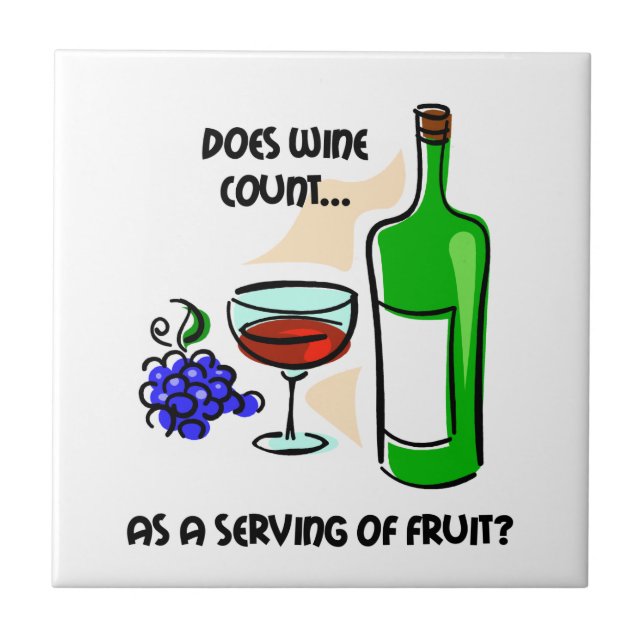 funny wine drinking ceramic tile (Front)