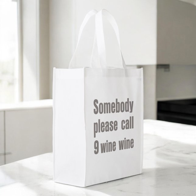 Funny Wine Emergency Modern Typography Grocery Bag (A great grocer tote for the wine lover!)